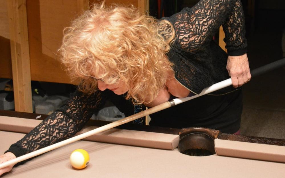 24P Playing pool in Purple Bustier #3
