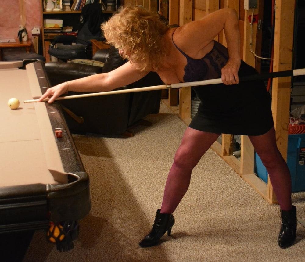 24P Playing pool in Purple Bustier #3