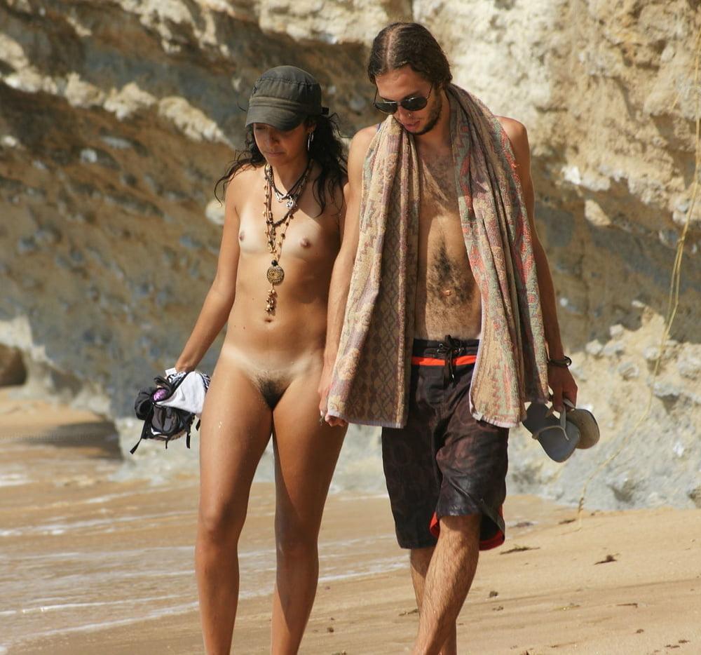 10P Exhibitionist Nude Beach Slut Holds Bikini CMNF OON