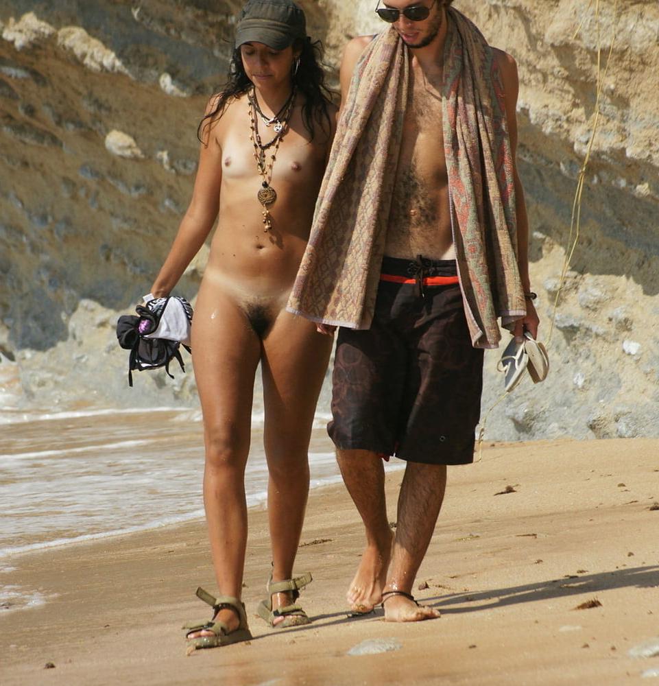 10P Exhibitionist Nude Beach Slut Holds Bikini CMNF OON