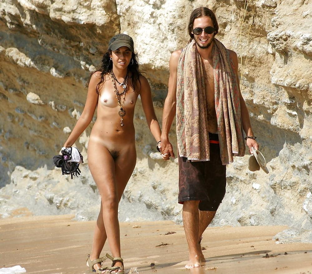 10P Exhibitionist Nude Beach Slut Holds Bikini CMNF OON