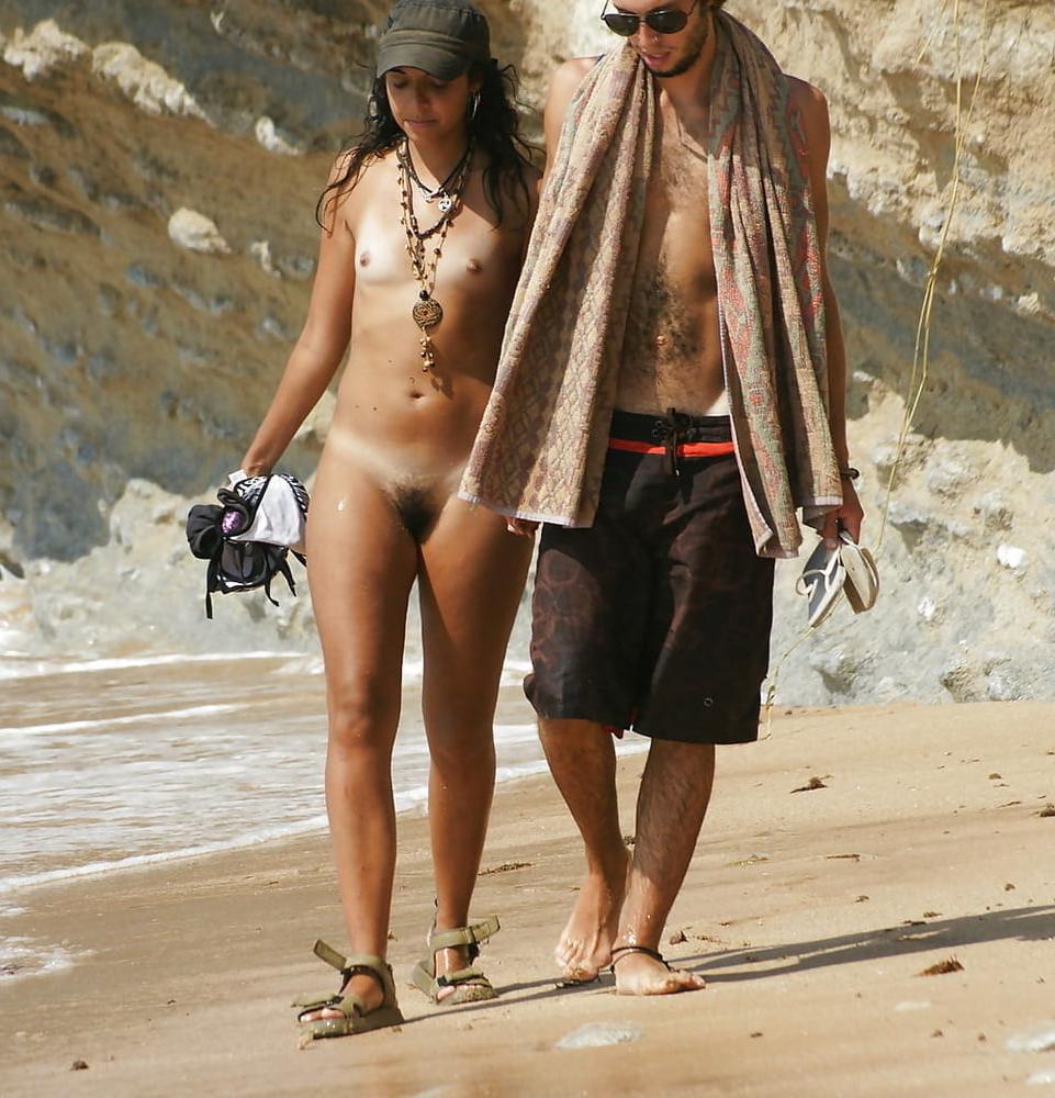 10P Exhibitionist Nude Beach Slut Holds Bikini CMNF OON