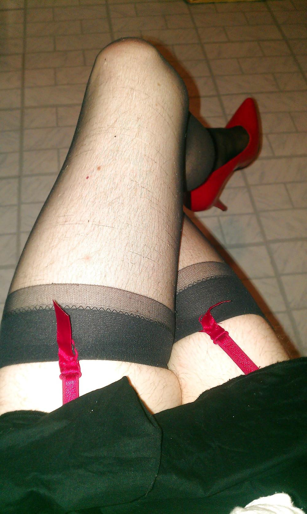 22P Me crossdressing stockings n spike heels