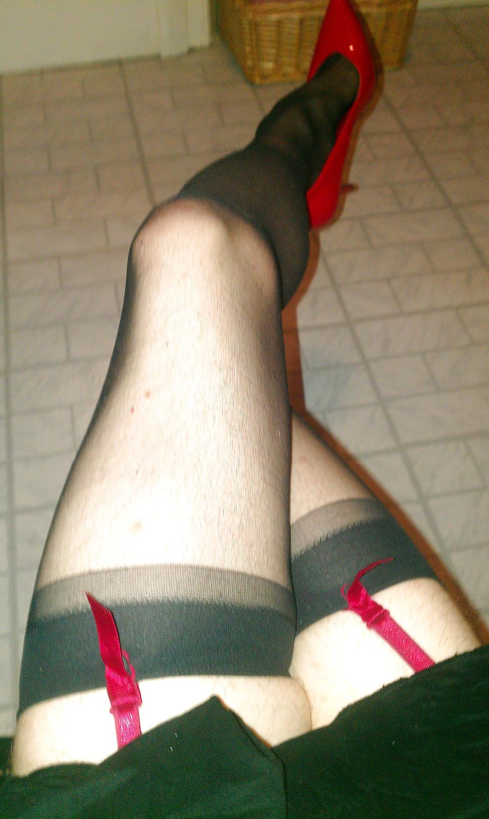 22P Me crossdressing stockings n spike heels