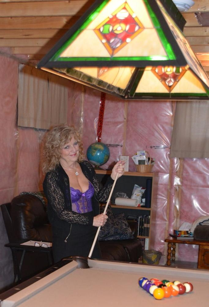 25P Playing pool in Purple Bustier #2