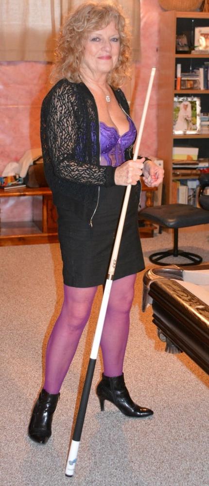 25P Playing pool in Purple Bustier #2