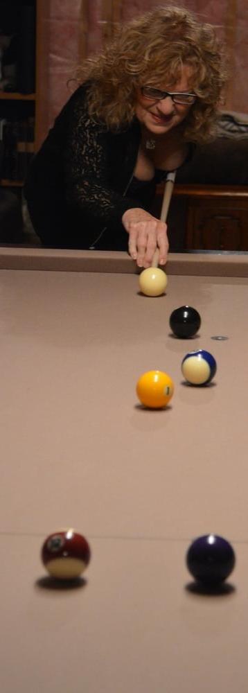 25P Playing pool in Purple Bustier #2