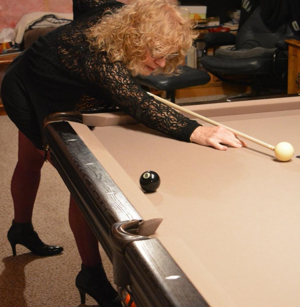 25P Playing pool in Purple Bustier #2