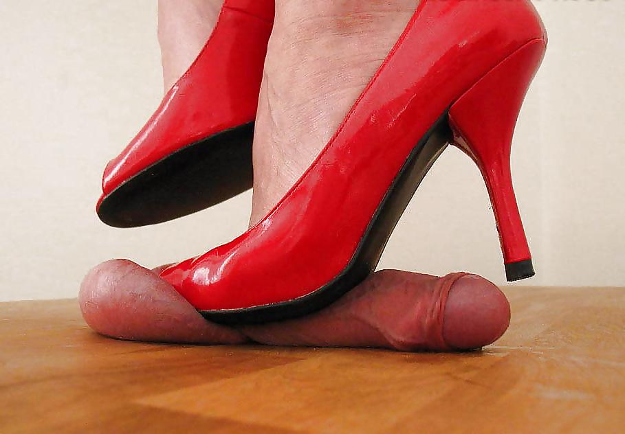 21P Ladies crushing cocks & balls with heels & bare feet