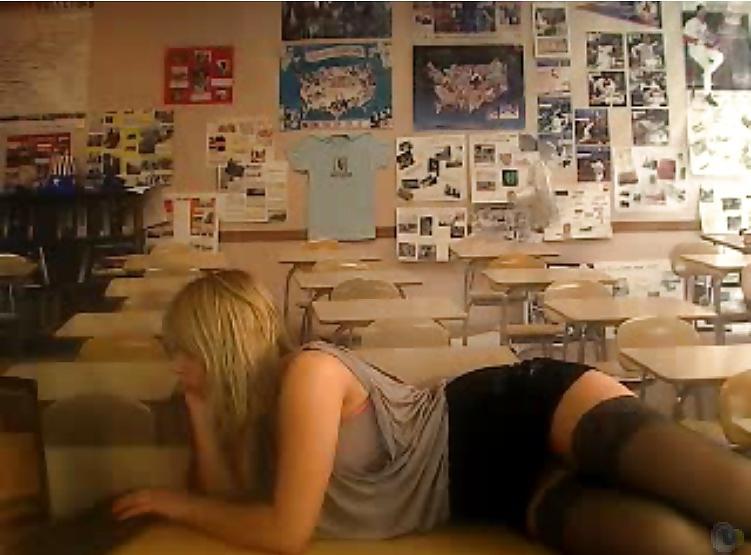 25P Real Teacher Strips in Class Room On Lunch Break
