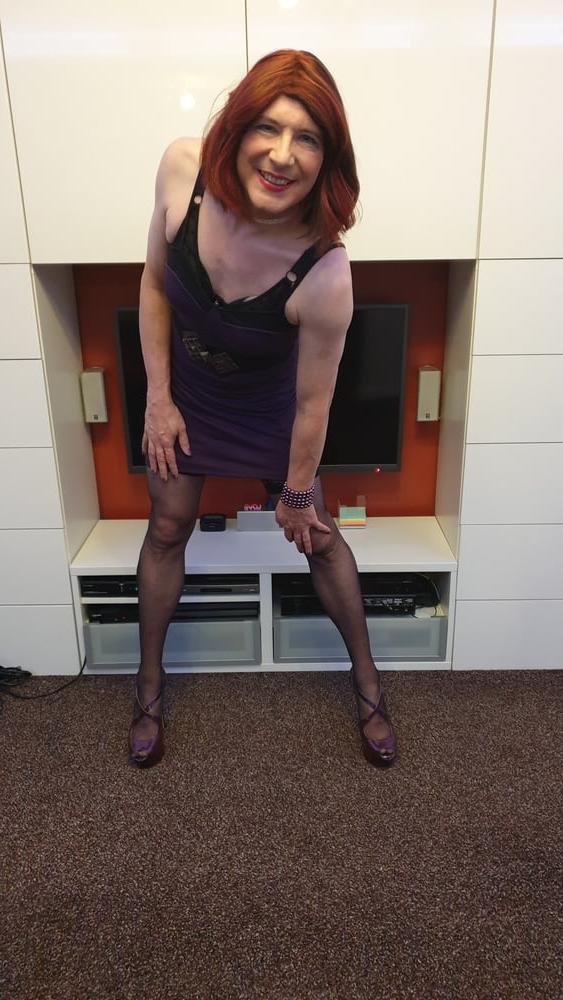 25P TGirl Slut Lucy the purple poser