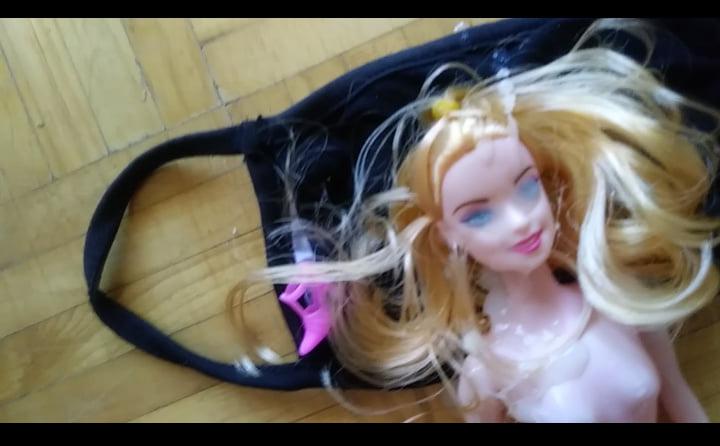 15P Barbie doll gets cum bath