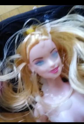 15P Barbie doll gets cum bath