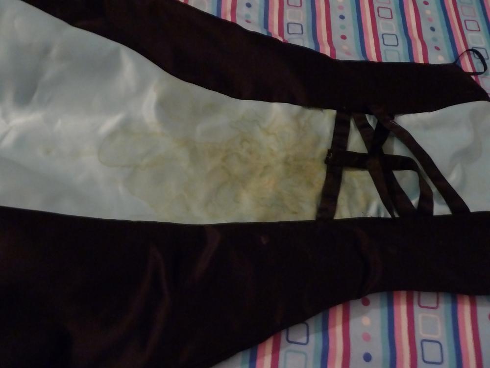 25P Cum on girlfriend's satin prom dress