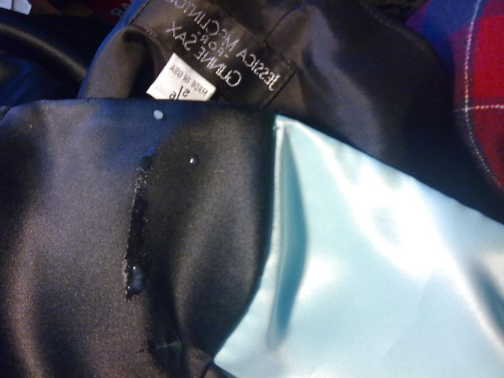 25P Cum on girlfriend's satin prom dress