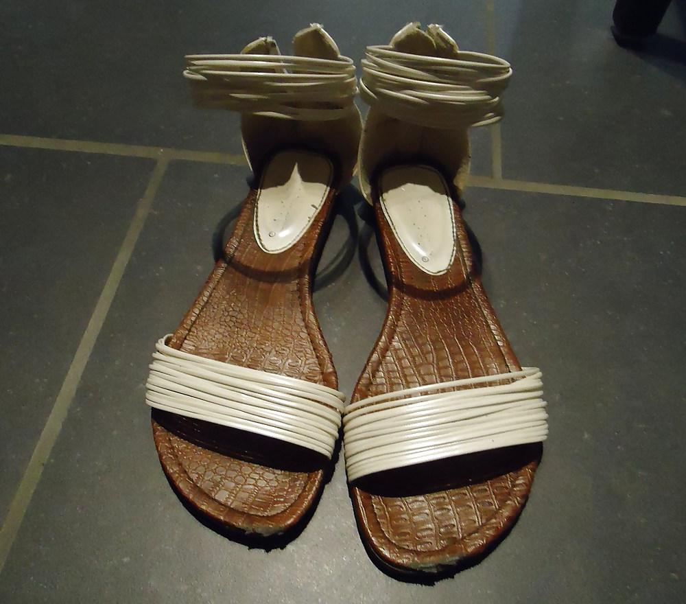 7P Stroke & Cum on gf white sandales shoes