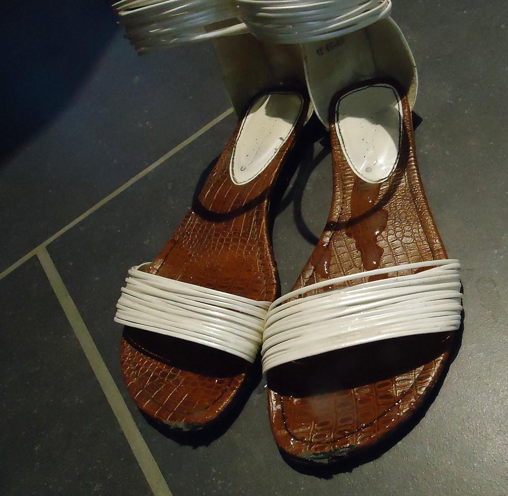 7P Stroke & Cum on gf white sandales shoes