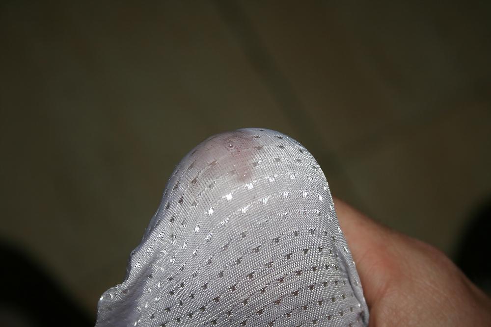 16P My cock and cum on my wife panties