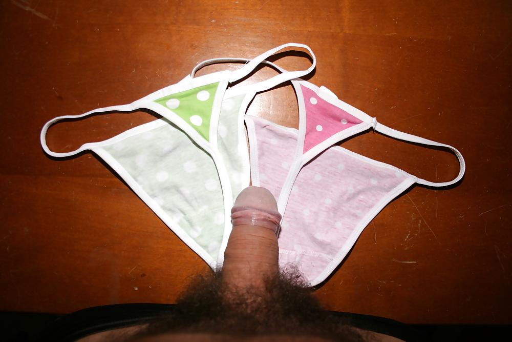 16P My cock and cum on my wife panties