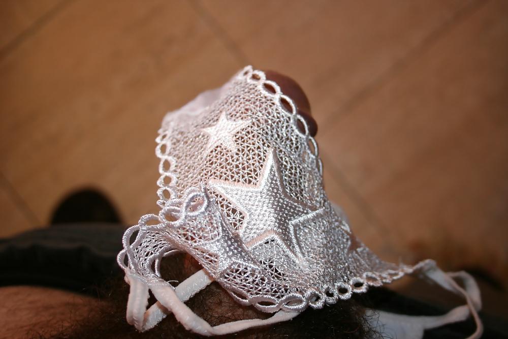 16P My cock and cum on my wife panties