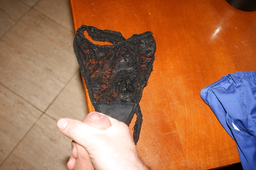 16P My cock and cum on my wife panties