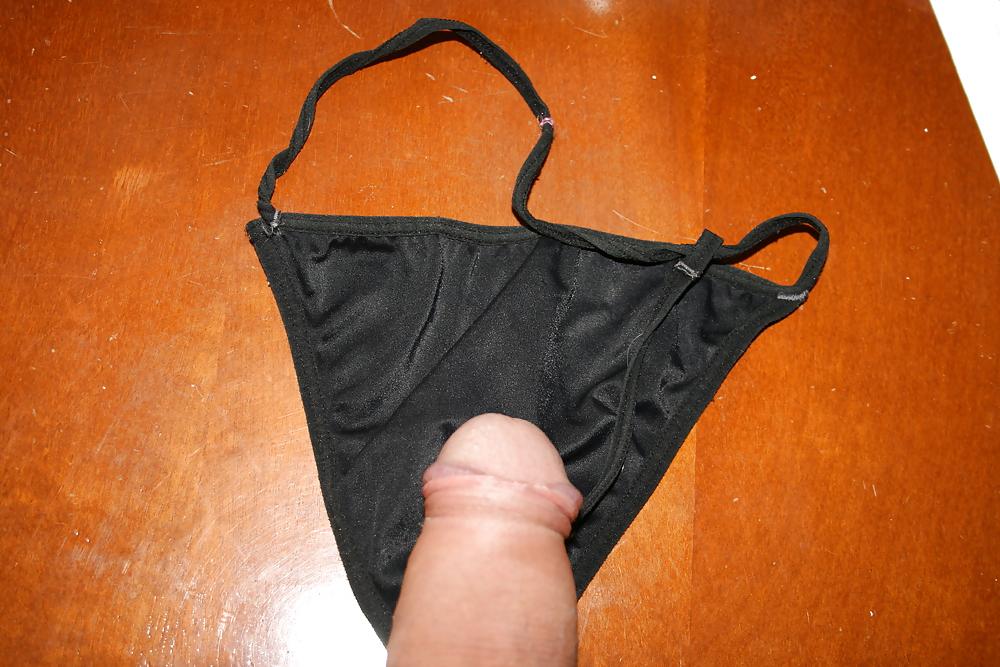 16P My cock and cum on my wife panties