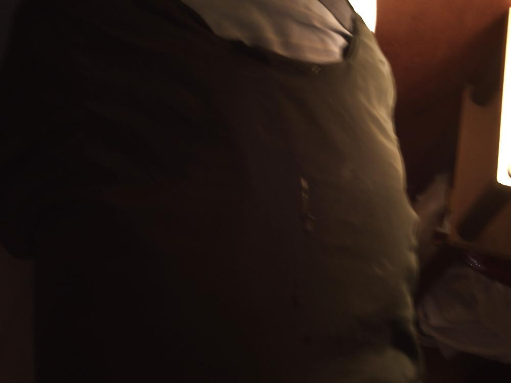5P Cum on shirt green blouse