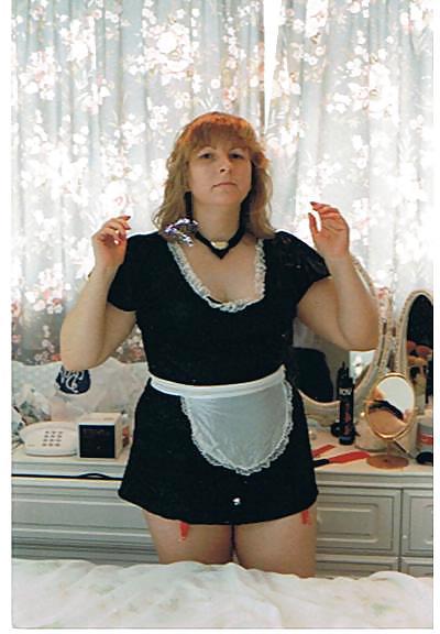 5P Carole's hairy cunt and the French Maid outfit