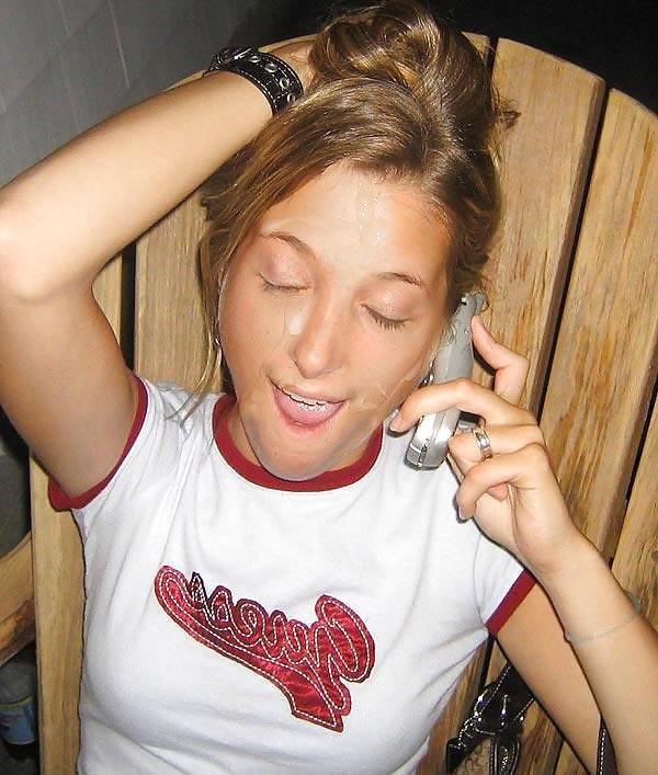 15P Cum on her teen face