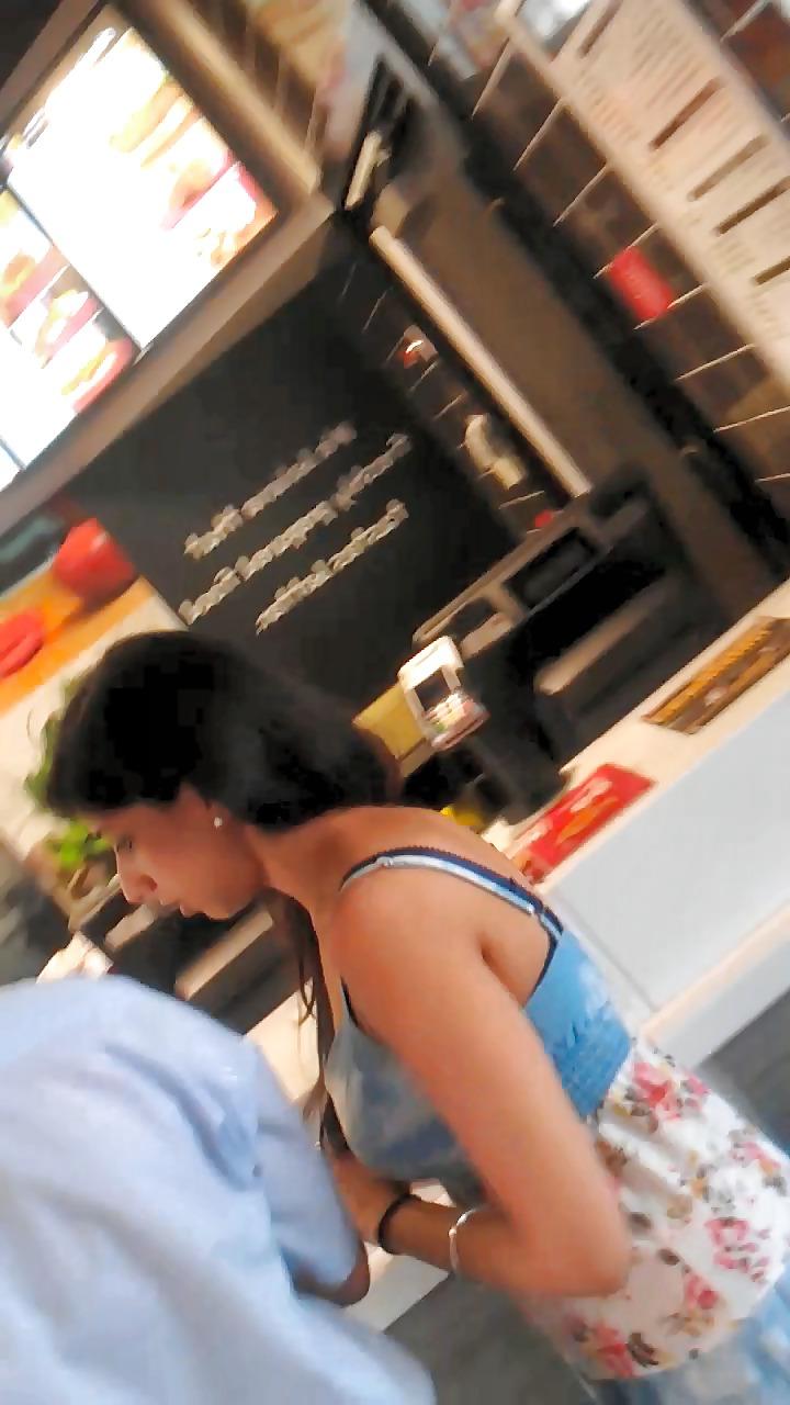 14P London indian girl in summer dress with bra strap showing