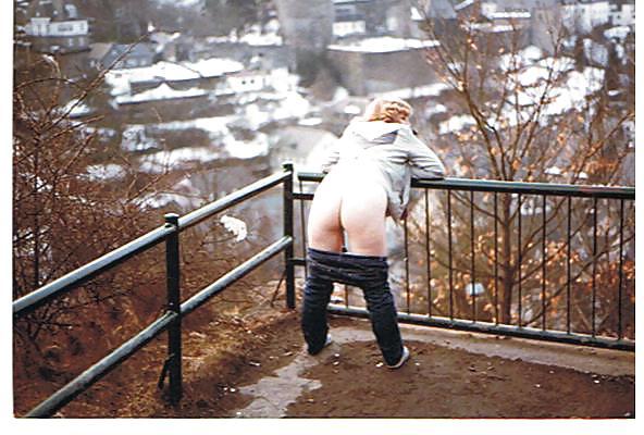 7P Carole's Hairy Cunt 'flashing' in public