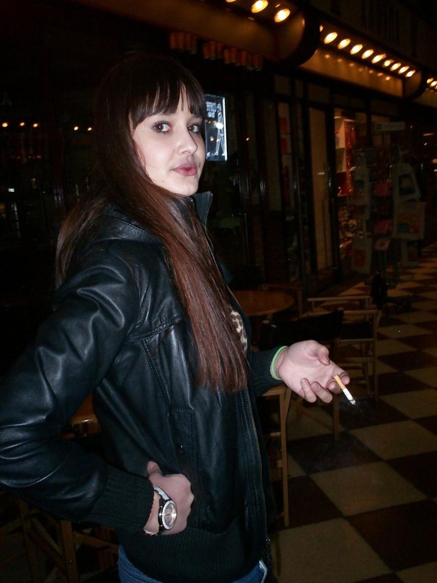 15P Smoking 010 - Leggy Amateur Brunette at a Bar