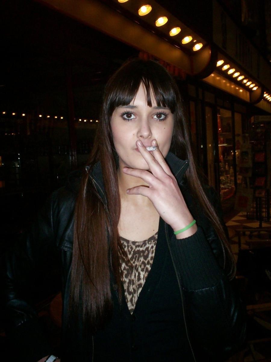 15P Smoking 010 - Leggy Amateur Brunette at a Bar