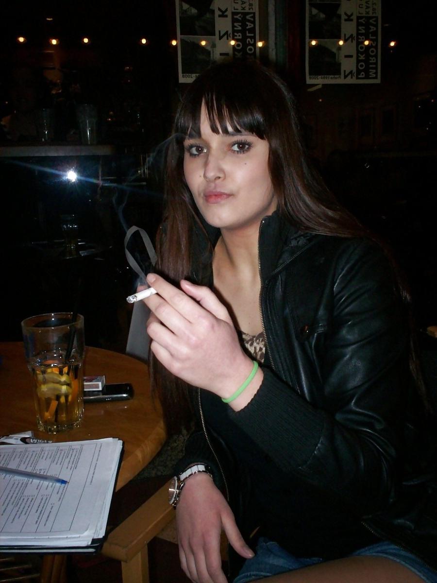15P Smoking 010 - Leggy Amateur Brunette at a Bar
