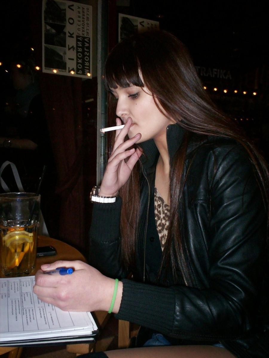 15P Smoking 010 - Leggy Amateur Brunette at a Bar
