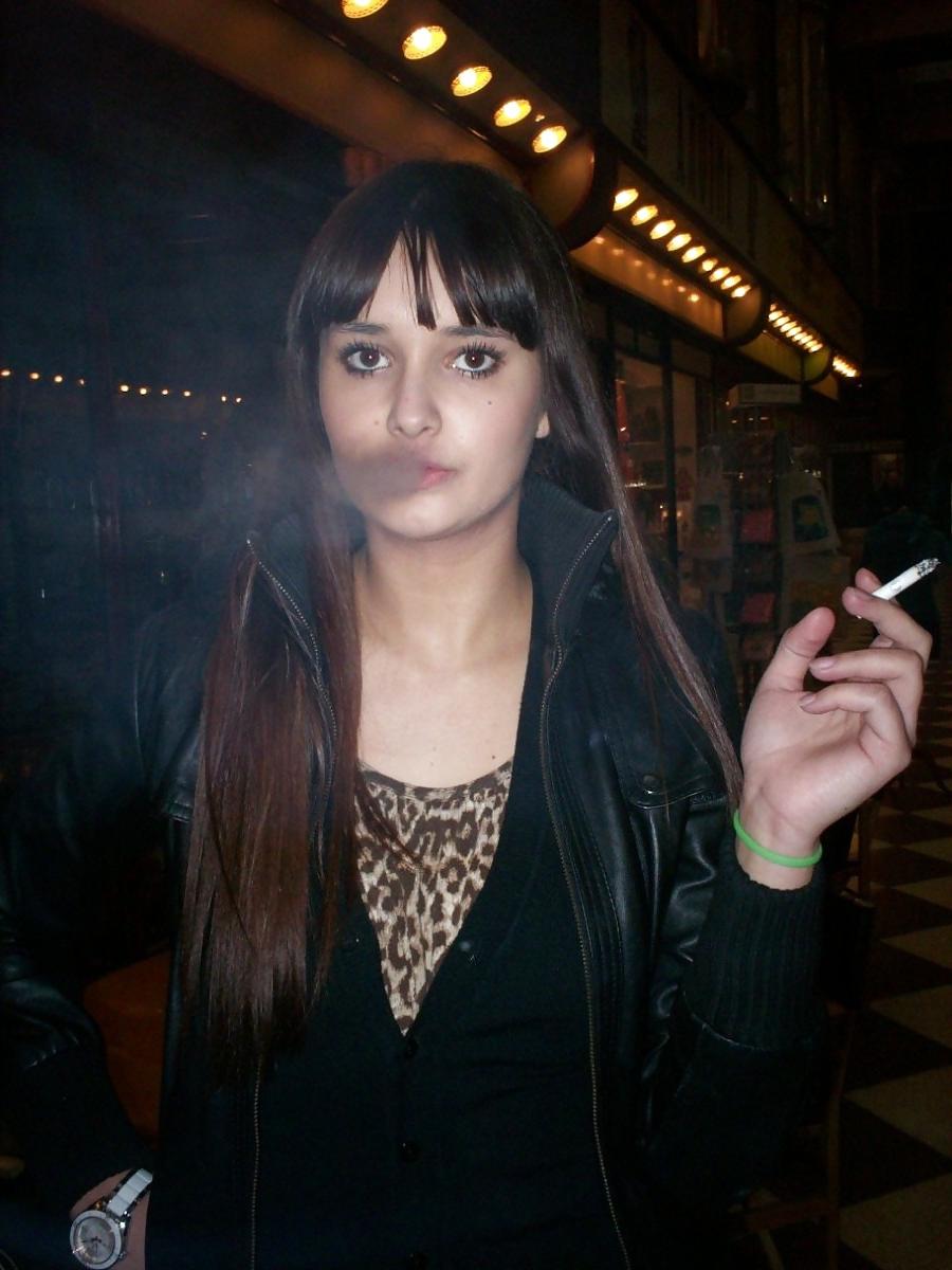 15P Smoking 010 - Leggy Amateur Brunette at a Bar