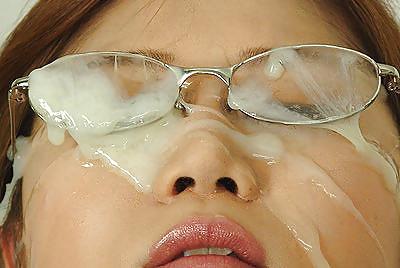 25P Cum on glasses, cum, women in glasses.