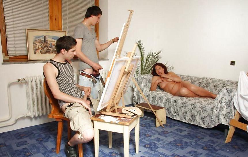 24P Granny fucked with two younger boys.