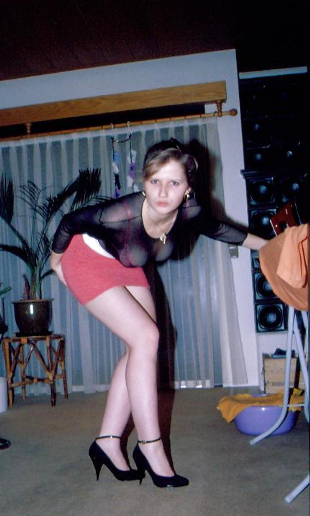 10P SAG - Wife's Tits Pink Bra & Mini Skirt & Black Net Shirt 02