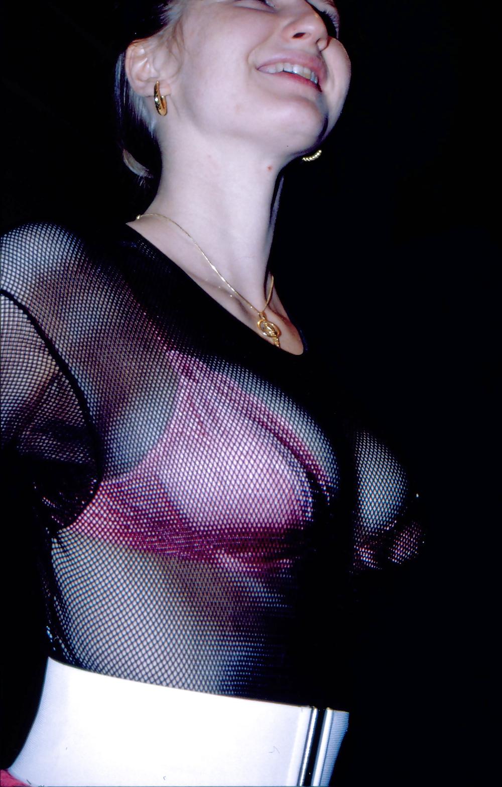 10P SAG - Wife's Tits Pink Bra & Mini Skirt & Black Net Shirt 02