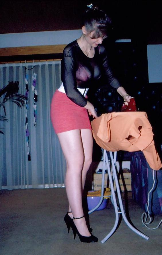 10P SAG - Wife's Tits Pink Bra & Mini Skirt & Black Net Shirt 02