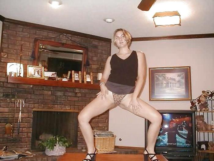 15P Blonde stripping in her living room