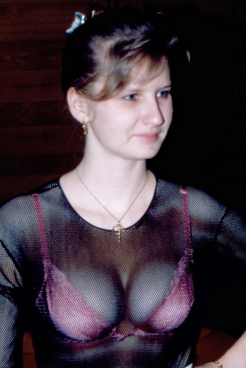 10P SAG - Wife's Tits Pink Bra & Mini Skirt & Black Net Shirt 05