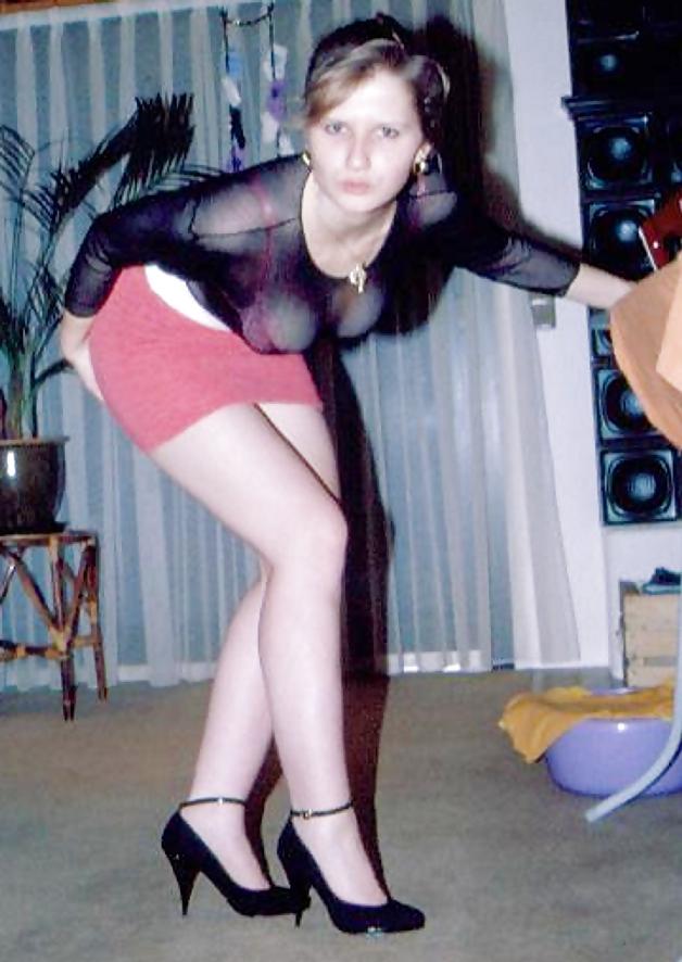 10P SAG - Wife's Tits Pink Bra & Mini Skirt & Black Net Shirt 05