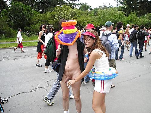 13P Women and cock in public (CFNM fun)