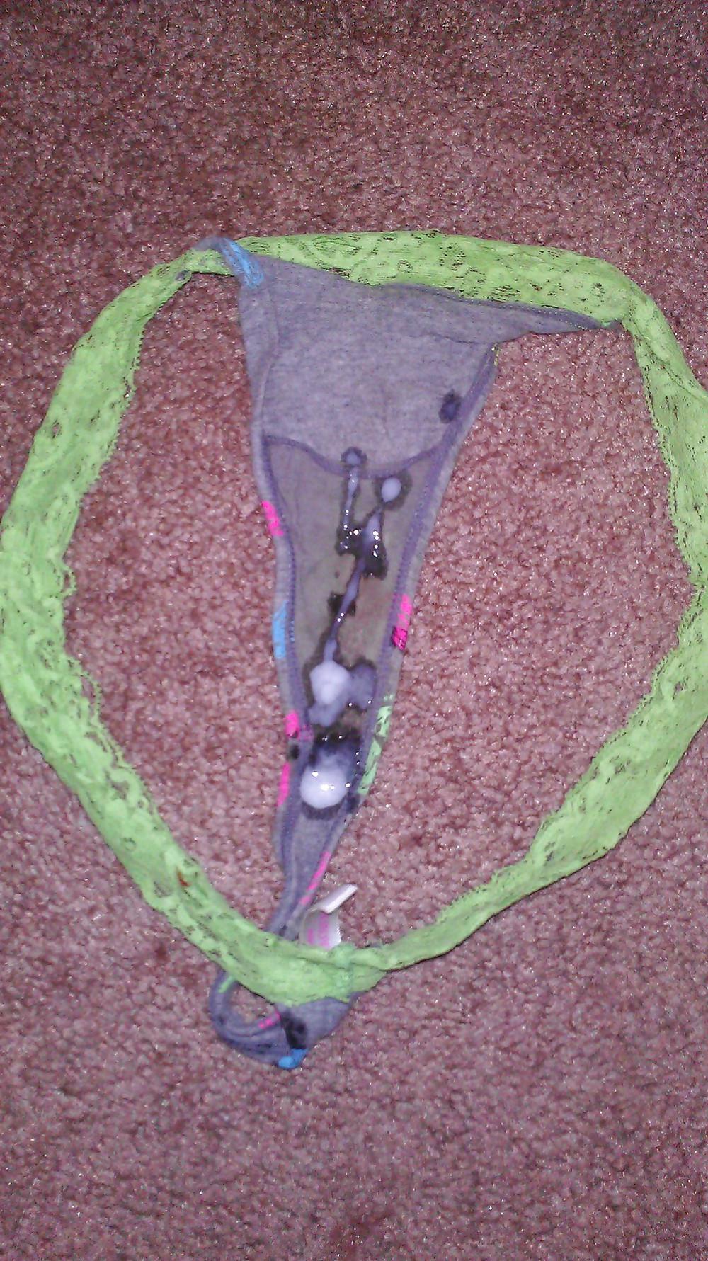 6P Cum on gray thong 