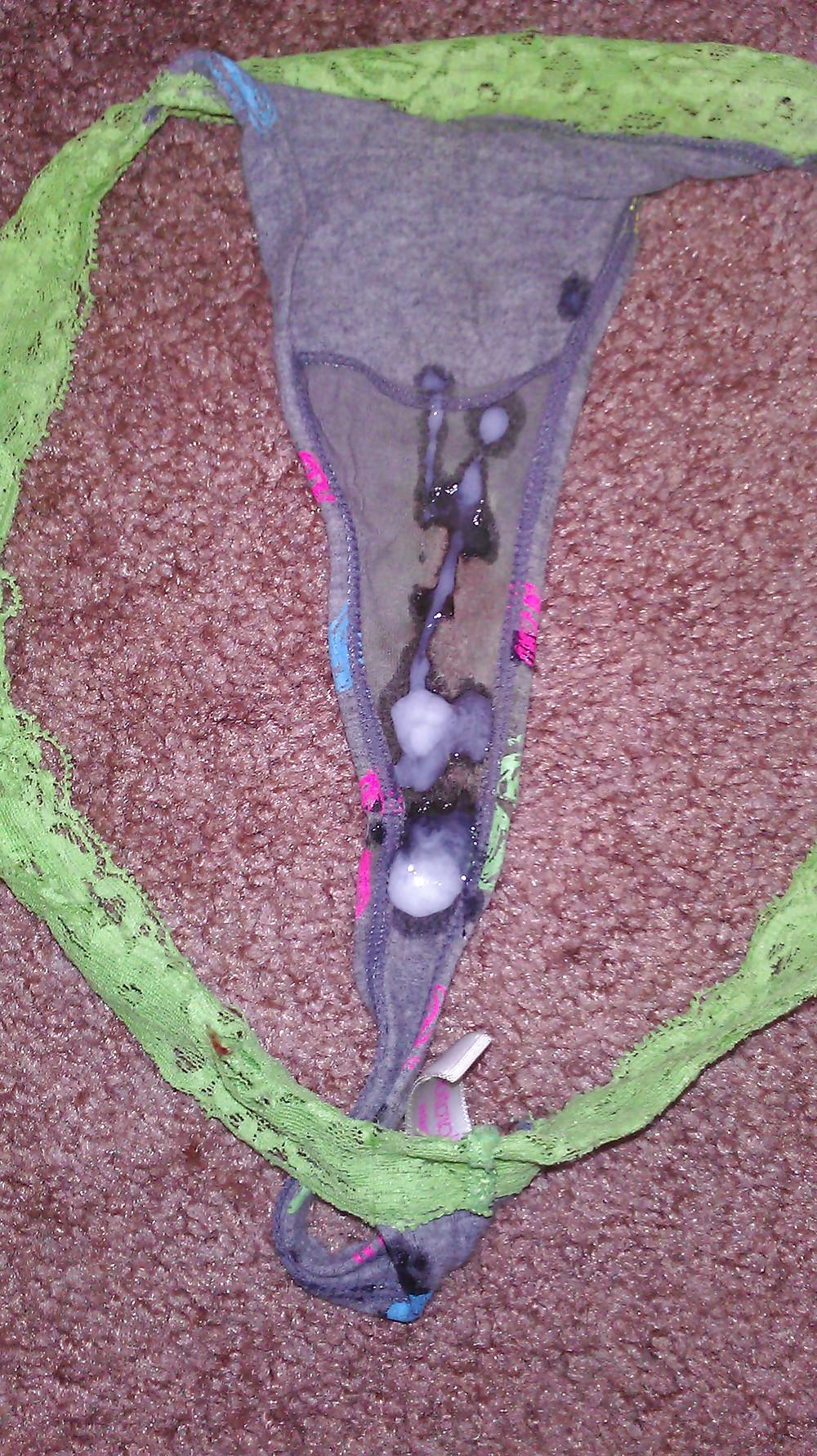6P Cum on gray thong 