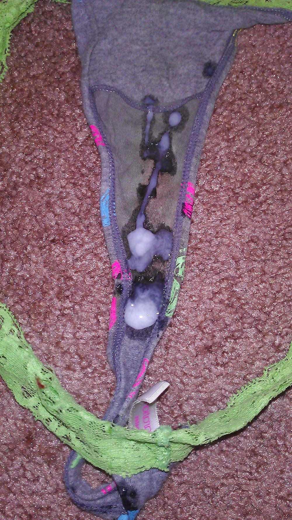 6P Cum on gray thong 