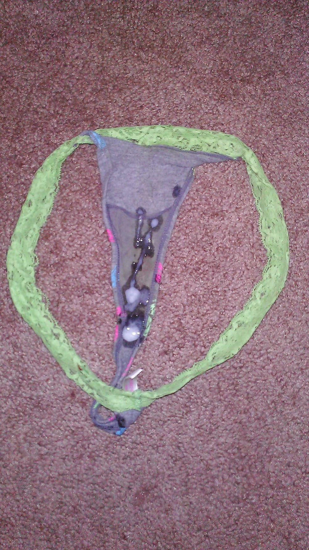 6P Cum on gray thong 