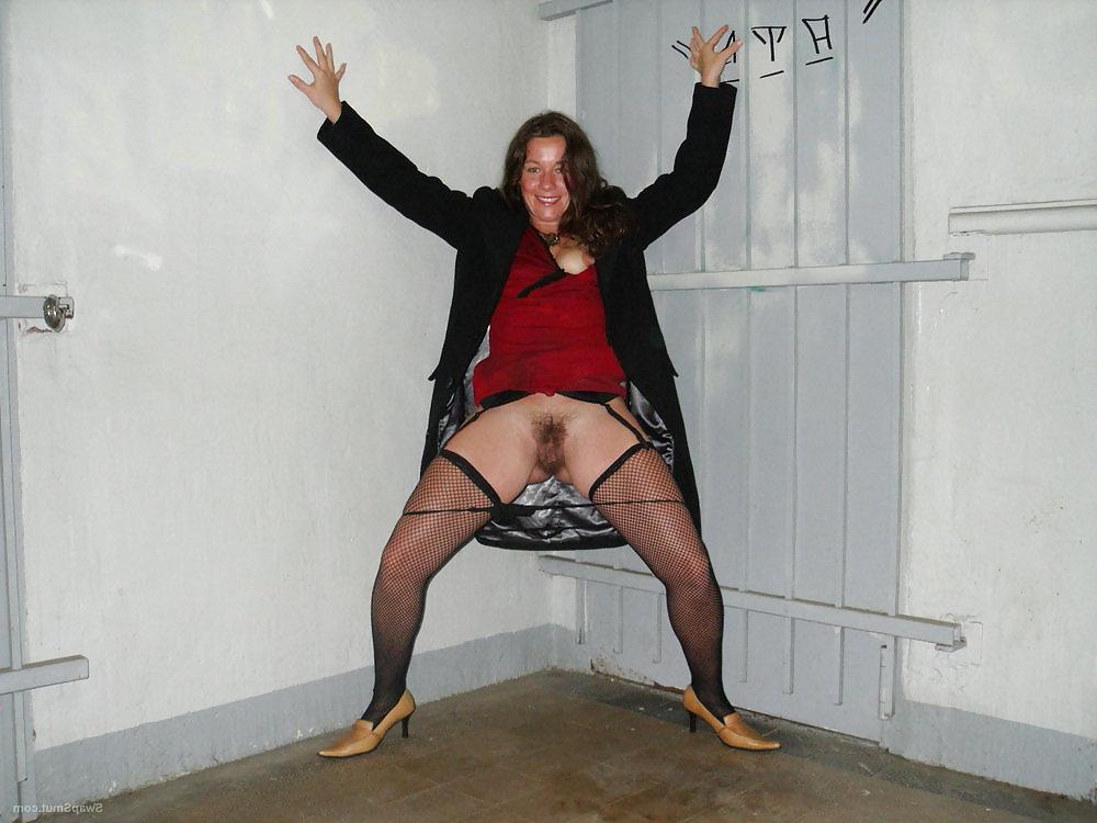 11P Wife Flashing Hairy Cunt